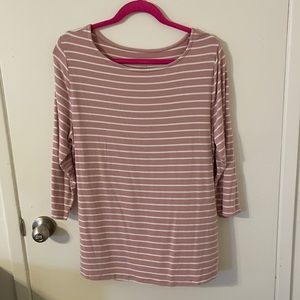 3/4 Sleeve Pink and White stripe comfy shirt